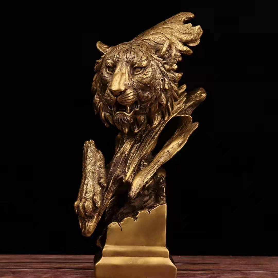 2022 Chinese Zodiac Tiger Year Pure Copper Tiger Sculpture - Handcrafted Desktop Ornament for Home & Office Decor (Living Room, Bedroom, Study) - Feng Shui Gift & Collectible Art Piece