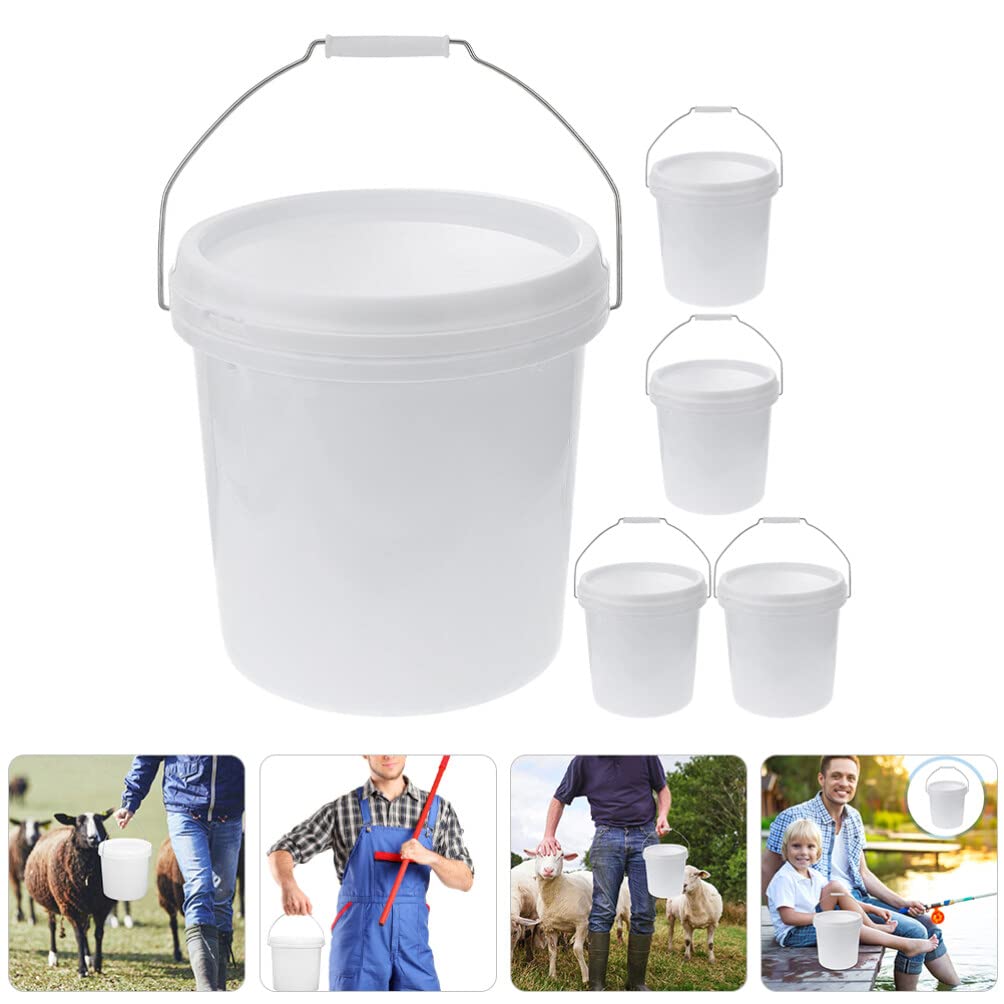 LIFKOME 5-Pack 2L Plastic Paint Buckets with Lids & Handles - Empty Paint Storage Cans for Arts, Crafts, DIY Projects, Party Favors - Perfect for Home Painting, School Projects, and Workshop Organization