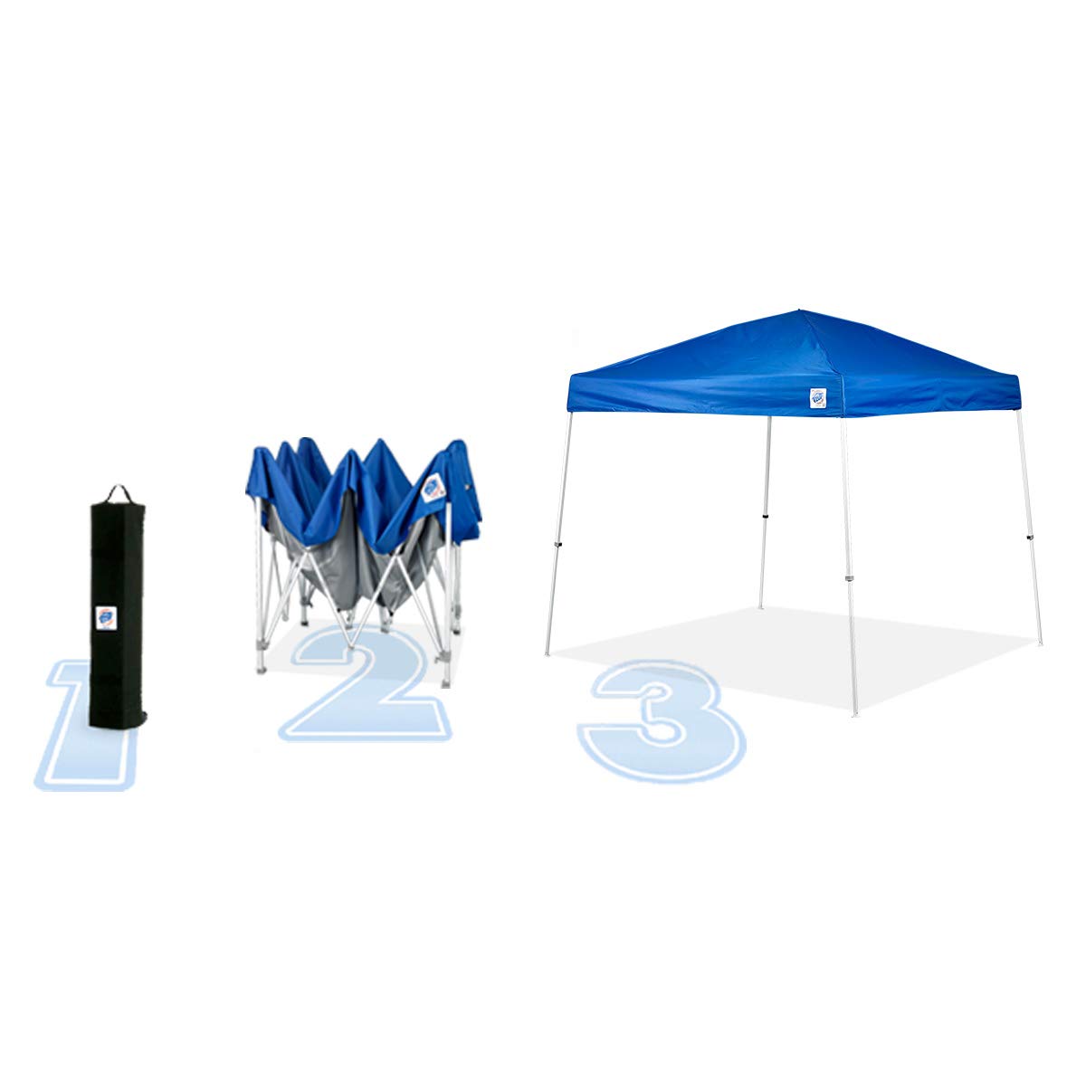 E-Z UP Sierra II Instant Pop Up Outdoor Canopy Tent 10' x 10' with Roller Bag & 4-Piece Spike Set - Royal Blue - Perfect for Backyard Parties, Camping, and Outdoor Events