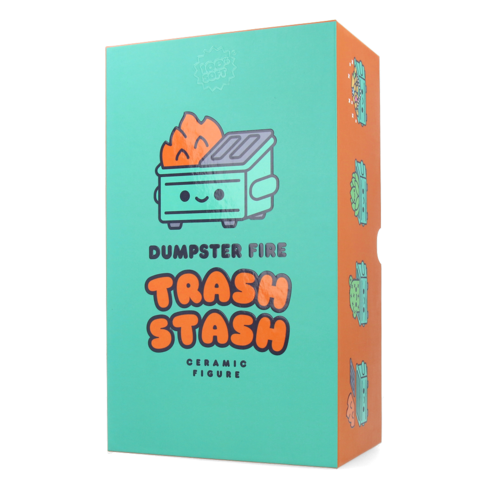 Dumpster Fire Trash Stash Ceramic Figure - Funny Desk Decor, Office Prank Gift, Unique Home Decoration for Gag Lovers