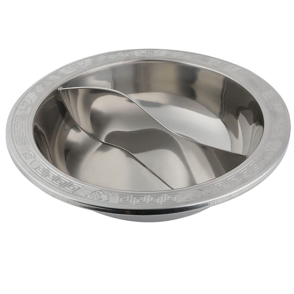 Premium 201 Stainless Steel Hot Pot Divider - 11 Inch Shabu Pot with Polished Surface for Induction Cookers | Perfect for Chinese Fondue, Korean BBQ & Family Dining Gatherings