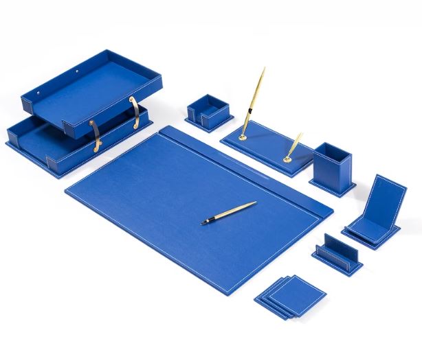 MOOG Classic Desk Organizer Set - 12 Piece Blue Office Supplies for Desk Organization | Perfect for Home Office, School, and Workspace Storage Solutions