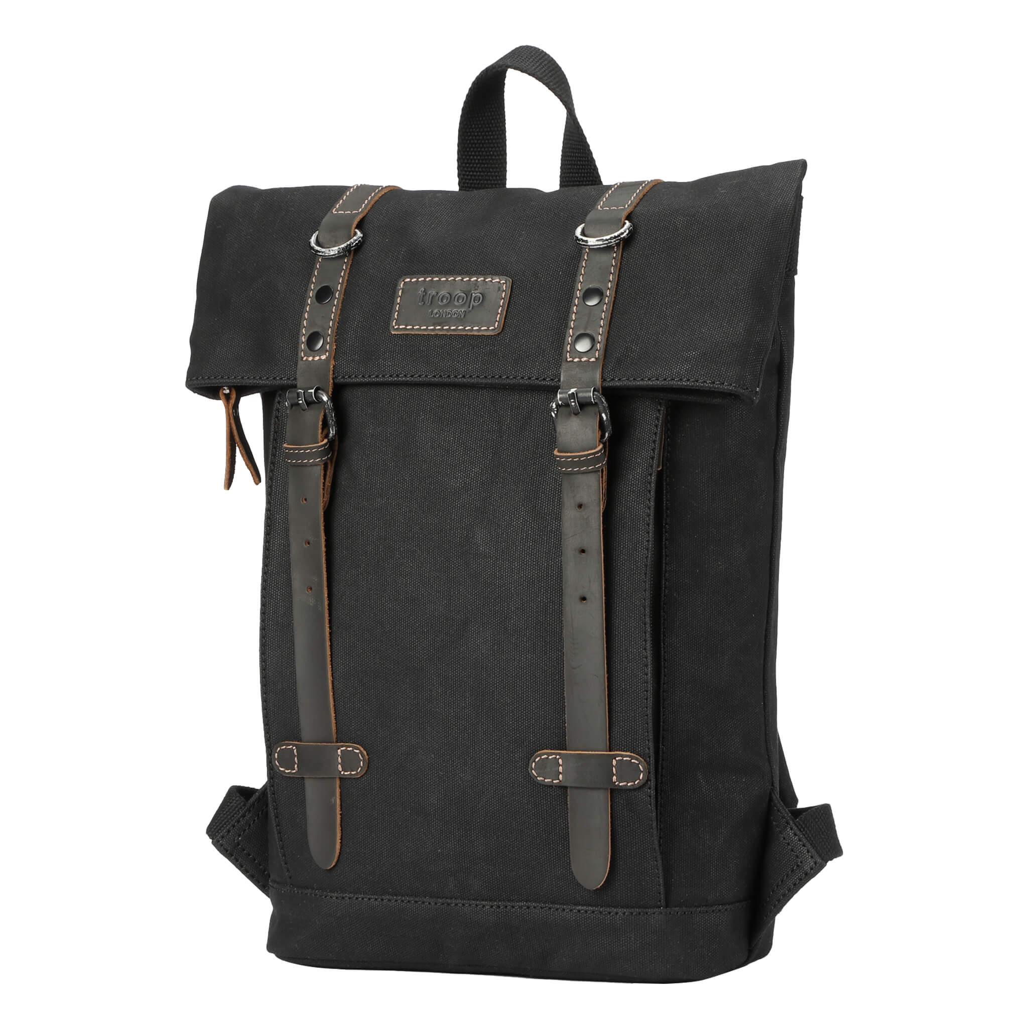 Troop London Heritage Small Canvas Backpack - Vintage Style Lightweight Daypack for Men & Women - Perfect for Travel, Hiking, School and Everyday Use