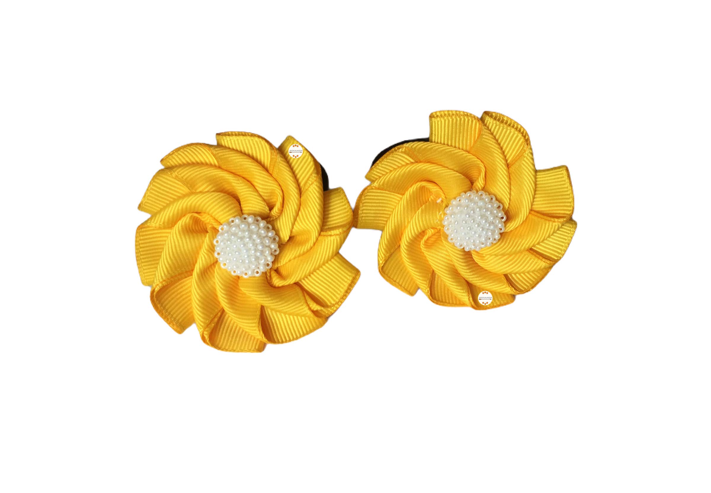 Hands-Free Pinwheel Ponytail Holders for Girls - Vibrant Yellow Hair Accessories for School, Sports & Playtime
