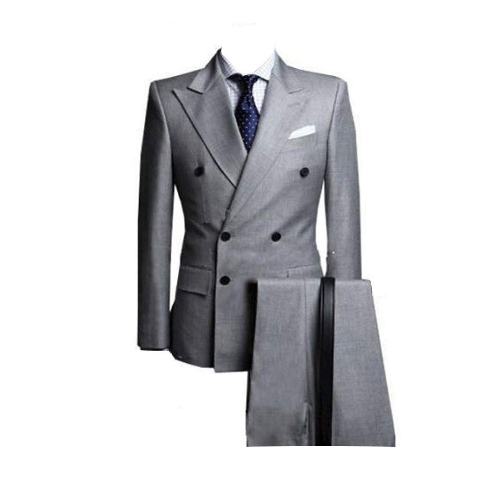 Double Breasted Slim Fit 2-Piece Men's Suit | Formal Peak Lapel Wedding Tuxedo | Business Attire & Special Occasion Outfit
