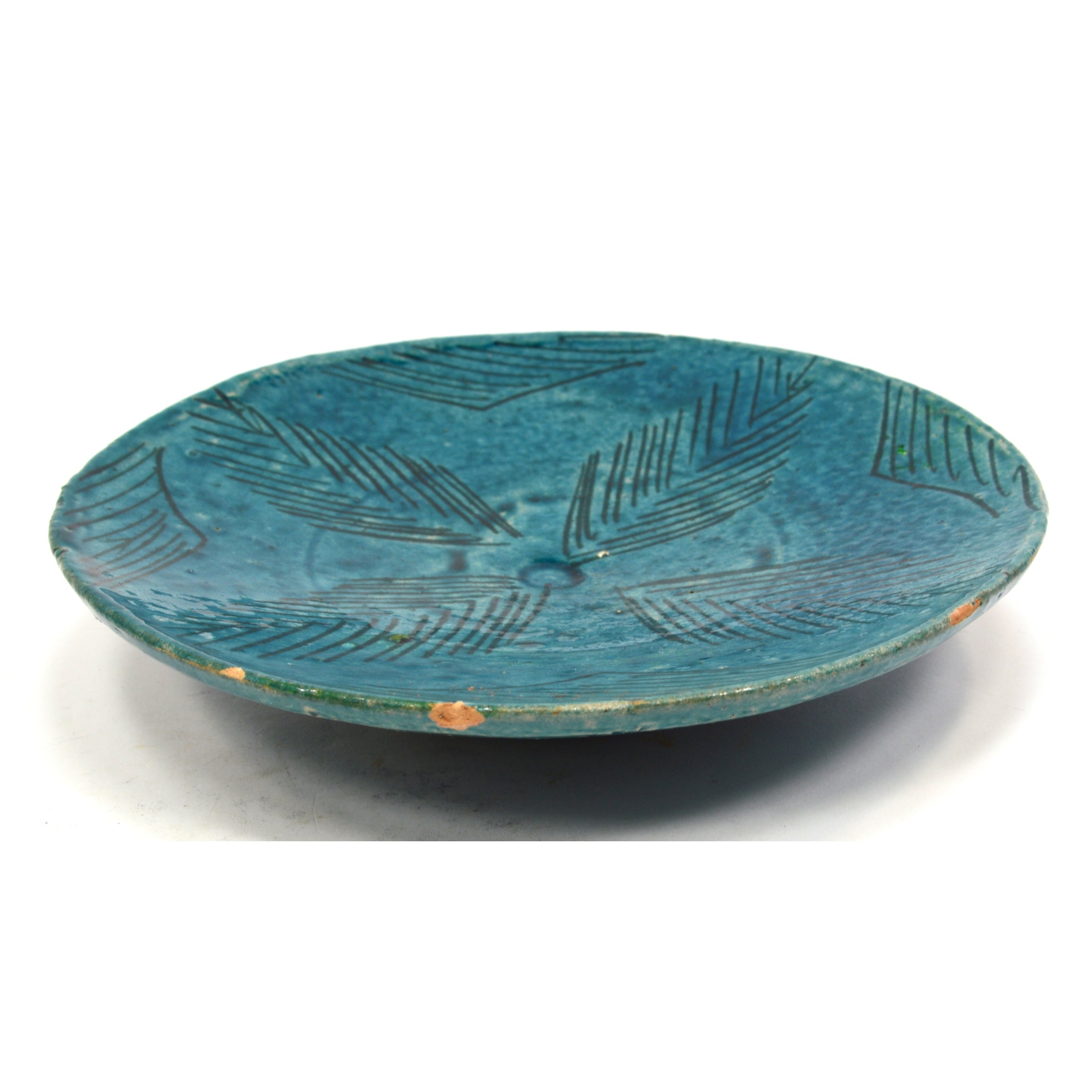 Antique Persian Glazed Pottery Plate - 6 13/16 Inch Turquoise Ceramic Dish, 12th-14th Century - Perfect for Home Decor, Collectibles & Gift Giving