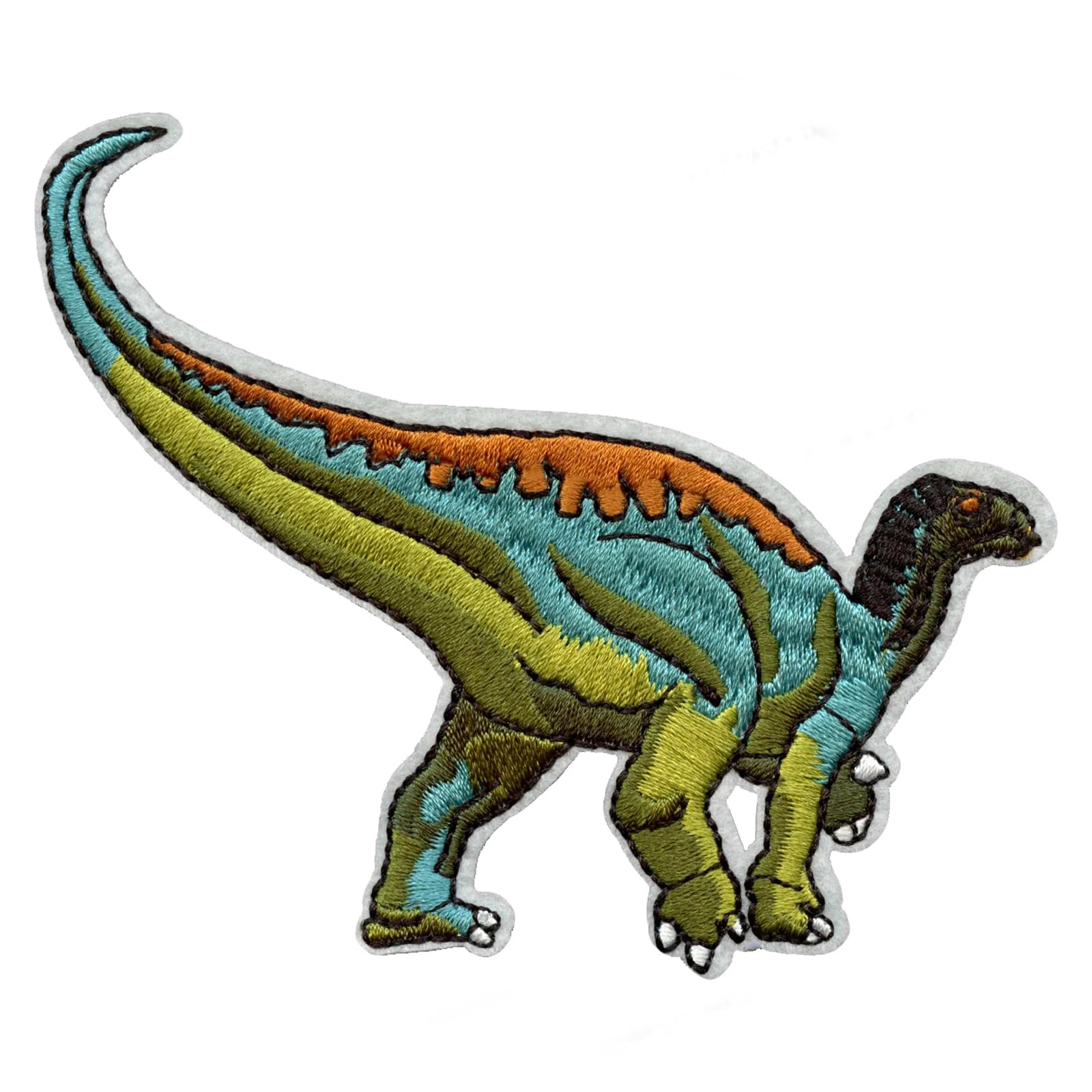 Brontosaurus Dinosaur Iron On Patch - Colorful Embroidered Applique for DIY Crafts, Jackets, Backpacks & Costume Design