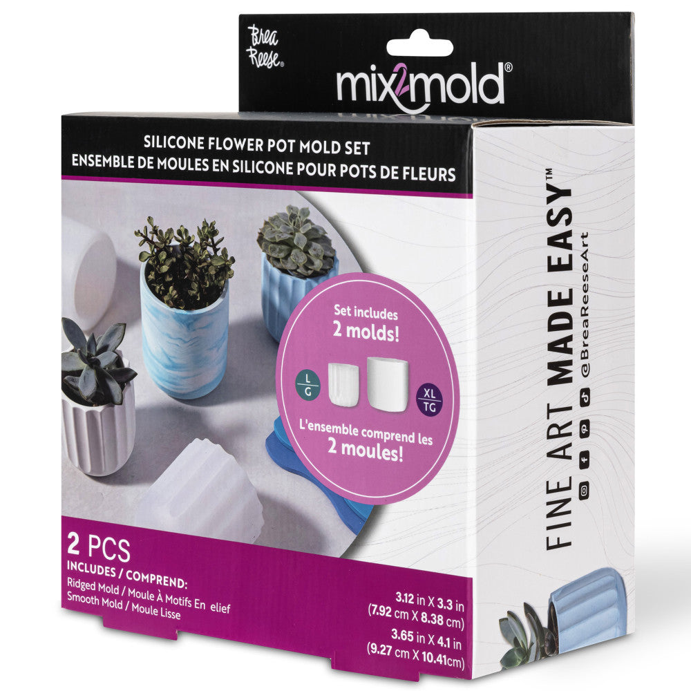 Brea Reese Mix2Mold Planter Creation Kit - 2 Reusable Silicone Molds for DIY Succulent Planters, Flower Pots & Home Decor - Perfect for Gardening Enthusiasts & Craft Lovers