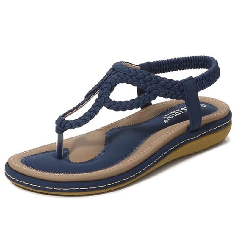 JrenBox Women's Comfortable Beach Sandals with Ankle-Toe Laces - Blue Size 11 | Perfect for Summer, Vacation, and Outdoor Activities