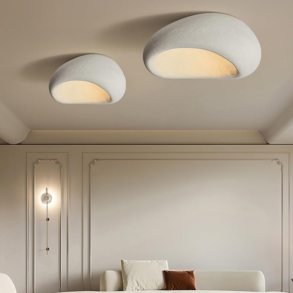 Nordic Minimalist Wabi Sabi Ceiling Lamp - Cream Chandelier for Bedroom & Restaurant Decor - E27 Semi Flush Mount Lighting