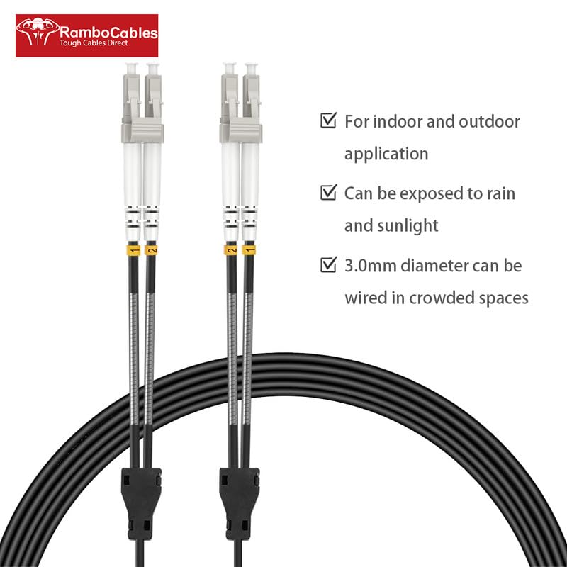 500ft/150m OM3 LC to LC Armored Fiber Optic Patch Cable - Multimode 50/125um, 10G/40G Duplex, LSZH Black - Ideal for Data Centers, Server Rooms & Outdoor Networking