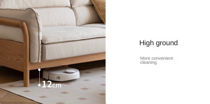 Premium Oak Solid Wood White Goose Down Cotton Sofa - Luxurious Comfort for Living Room, Lounge & Home Decor