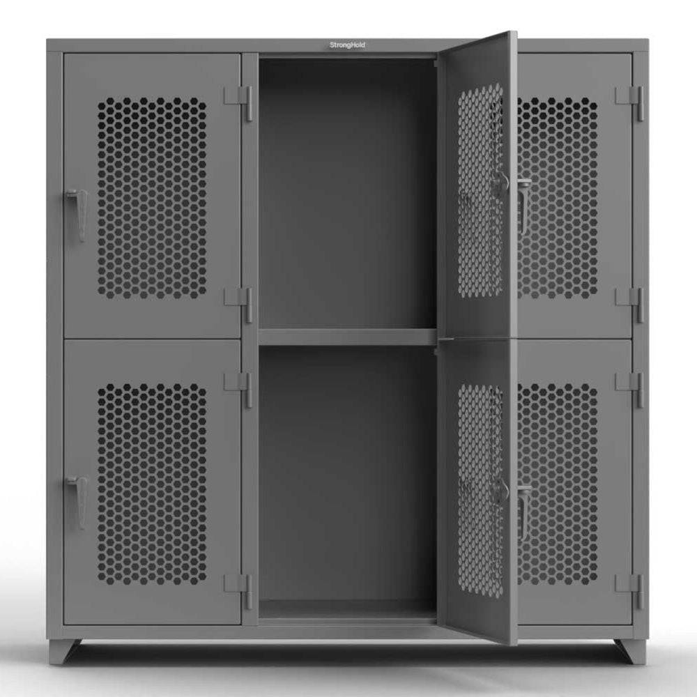 Heavy Duty 14 Gauge Steel Double Tier Ventilated School Locker with 6 Compartments - 72