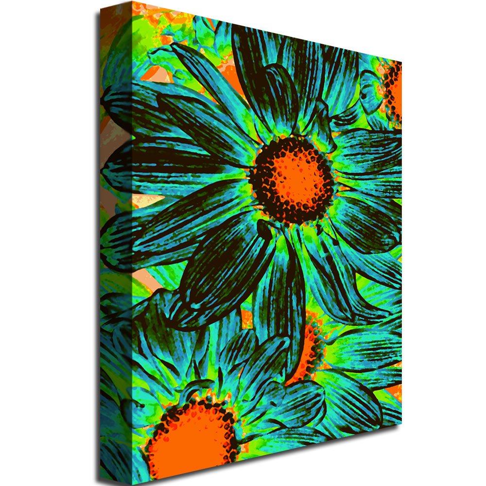 Trademark Art by Amy Vangsgard Pop Daisies XII Canvas Wall Art - 18x24 Inch Floral Painting for Living Room, Bedroom & Office Decor