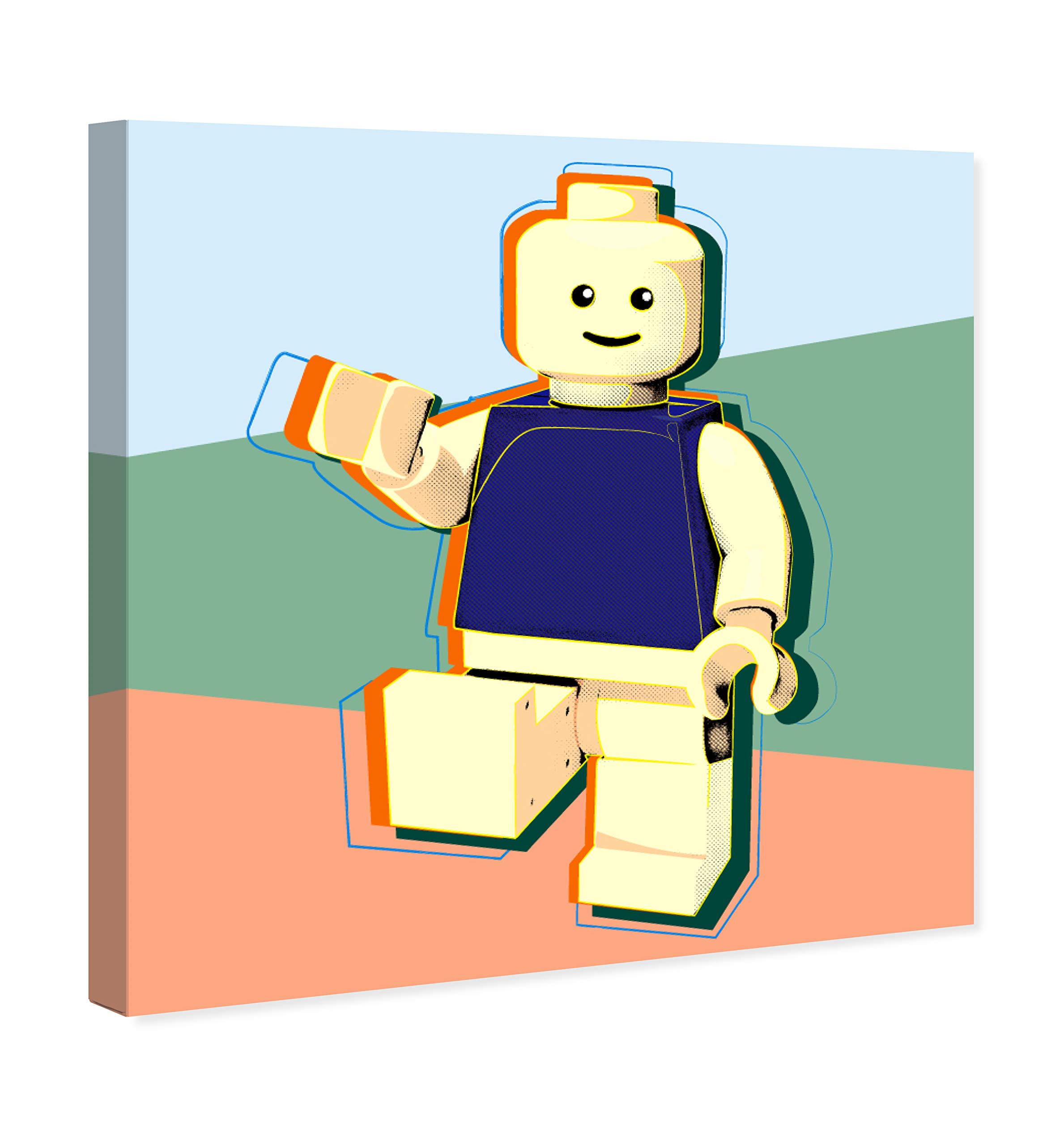 Oliver Gal Artist Co. 'Toy Man 2' Modern Abstract Wall Art Canvas Print - 24x24 Inches Yellow & Green Home Decor - Perfect for Living Room, Bedroom or Office Decor