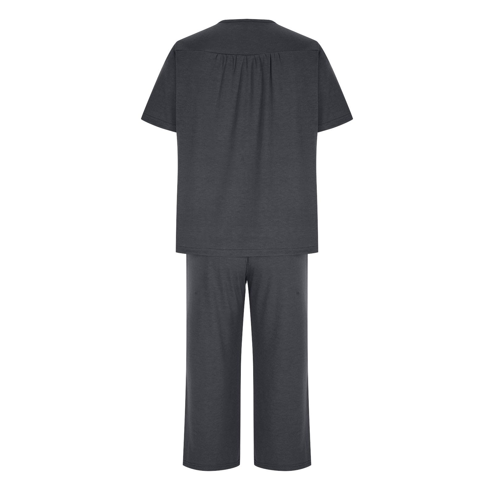 Women's Comfy V-Neck Lounge Set - Relaxed Two-Piece Outfit for Sleeping & Walking