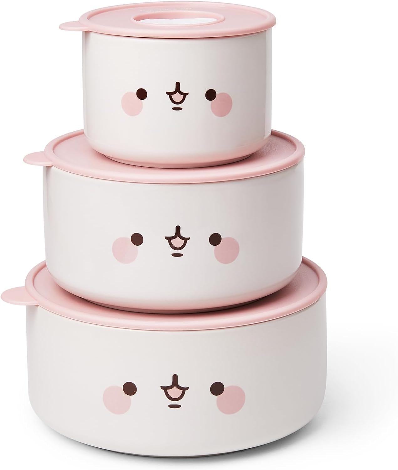 Microwave Safe Soup Bowls with Lids - Set of 3 (Rabbit Design) | 4, 5, 6 Inch Deep Food Storage Containers for Lunch, Kitchen & Picnic | BPA-Free, Dishwasher Safe & Stackable Bowls for Home, Office & Outdoor Use