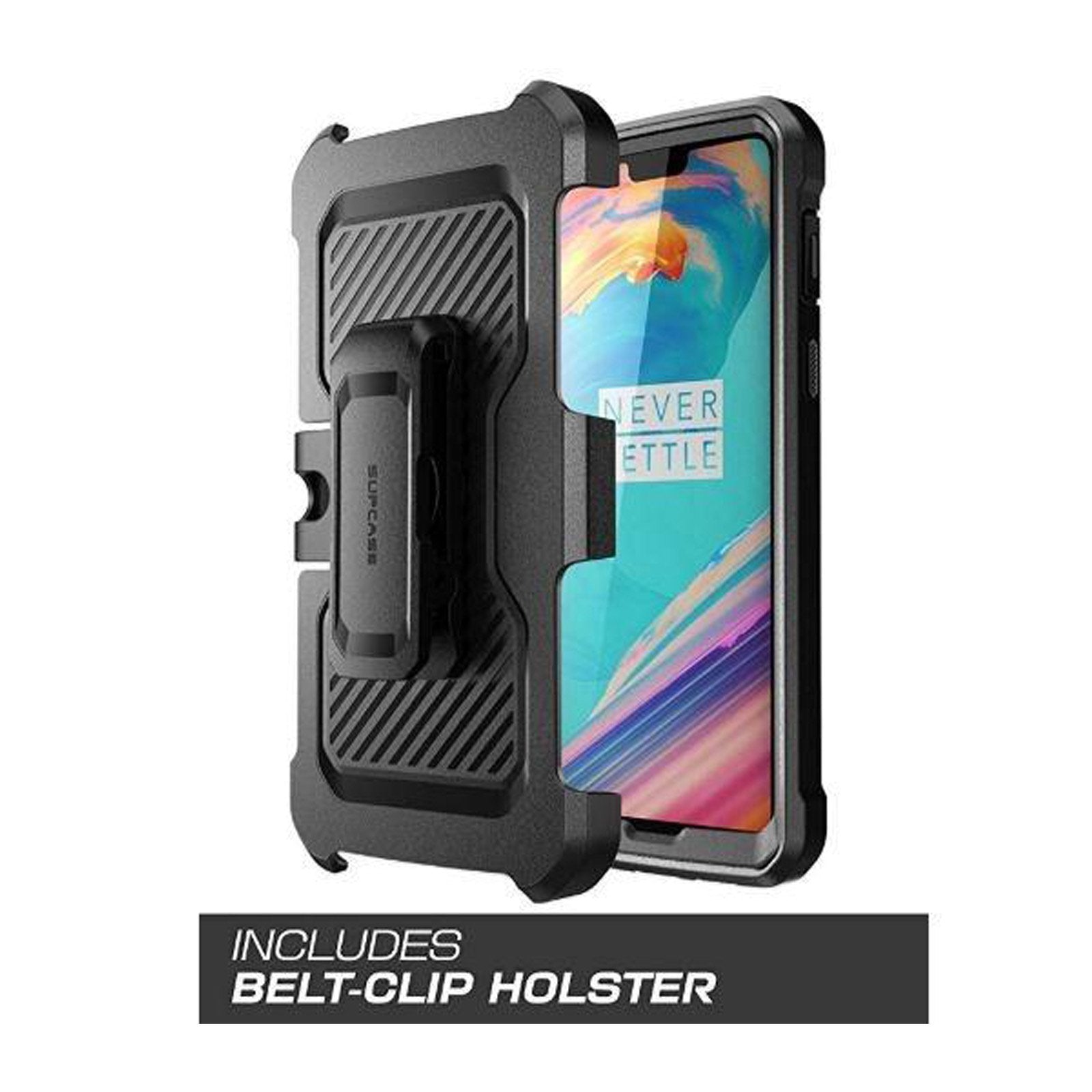 OnePlus 6 Unicorn Beetle Pro Rugged Holster Case - Heavy Duty Protective Cover with Built-in Screen Protector & Kickstand (Black) - Perfect for Outdoor, Work, and Extreme Sports Protection