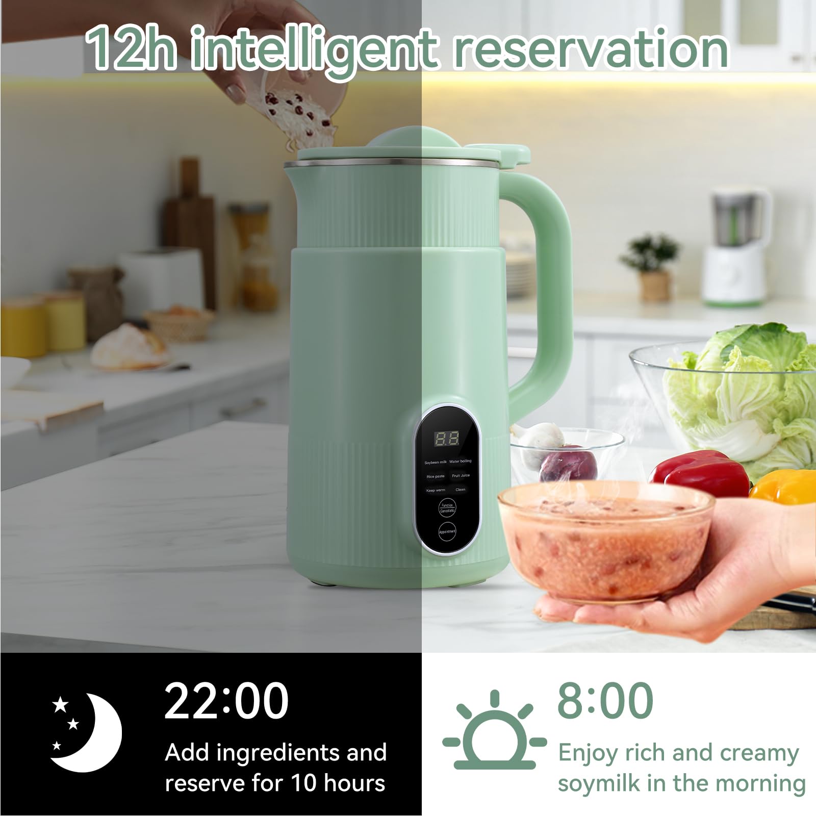 Automatic Almond Milk Maker Machine - 20 oz Homemade Plant-Based Milk Maker for Soy, Oat, Almond & Dairy-Free Beverages | Delay Start, Keep Warm, Self-Cleaning & Boiling Functions | Perfect for Vegan, Keto & Healthy Lifestyle at Home