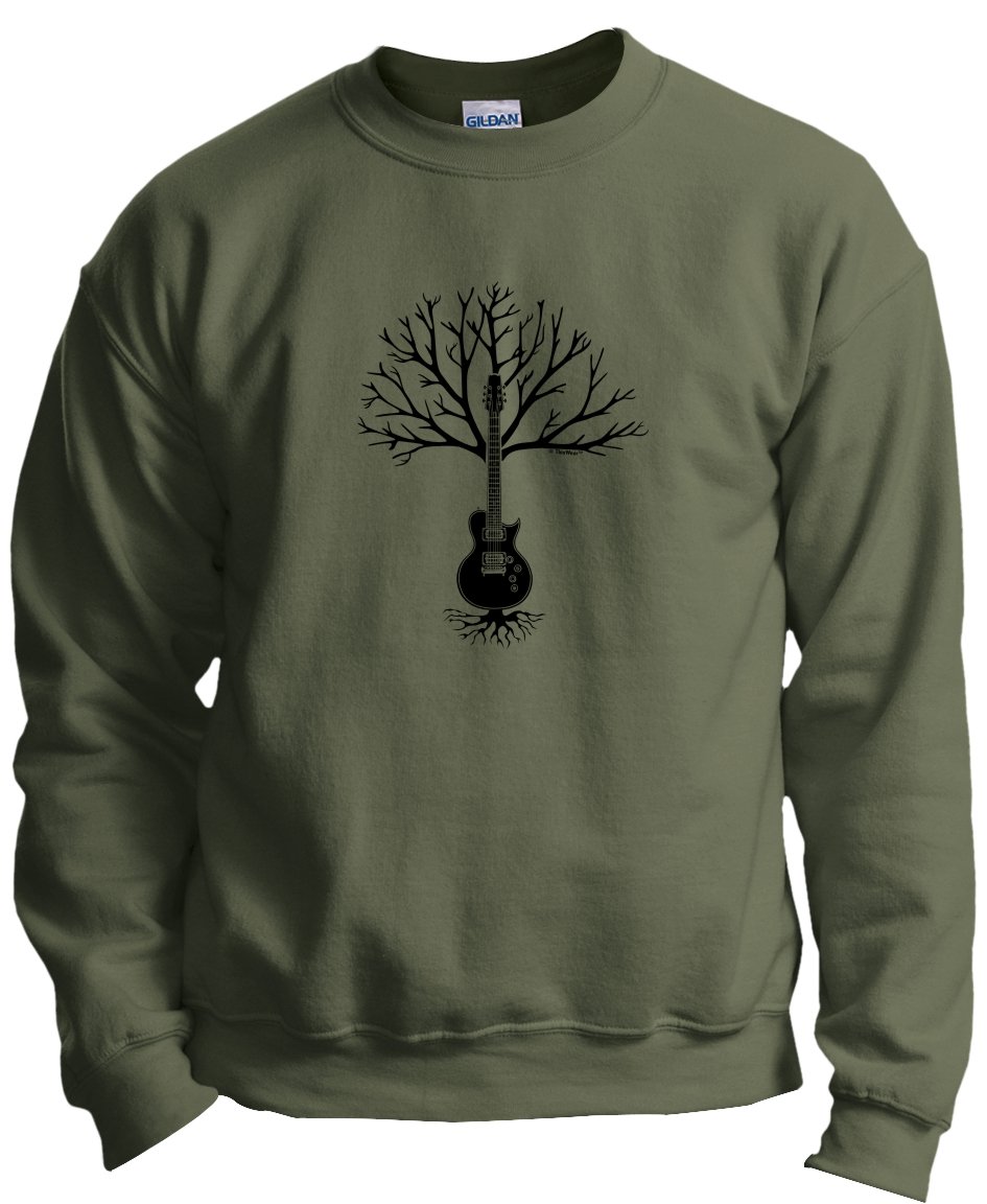 ThisWear Tree of Life Guitar Music Crewneck Sweatshirt - Soft Cotton Unisex Pullover for Musicians, Band Members & Music Lovers - Perfect for Concerts, Gigs & Casual Wear
