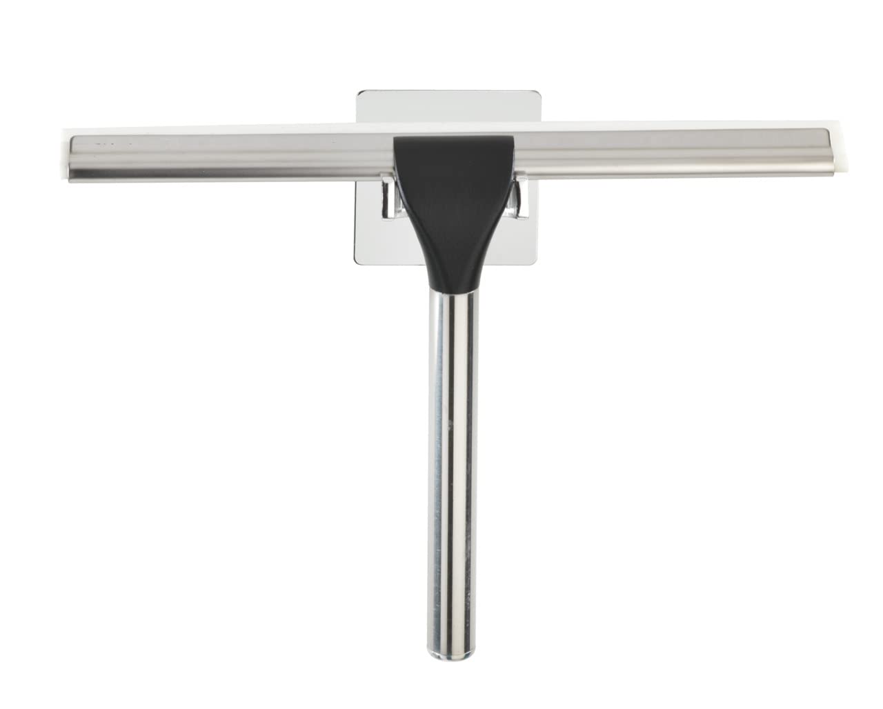Wenko Turbo-Loc® Quadro Stainless Steel Shower Squeegee - No Drill Bathroom Window Cleaner, Rustproof Chrome Finish (23 x 17.5 x 5 cm) - Perfect for Glass Doors, Tiles & Mirrors