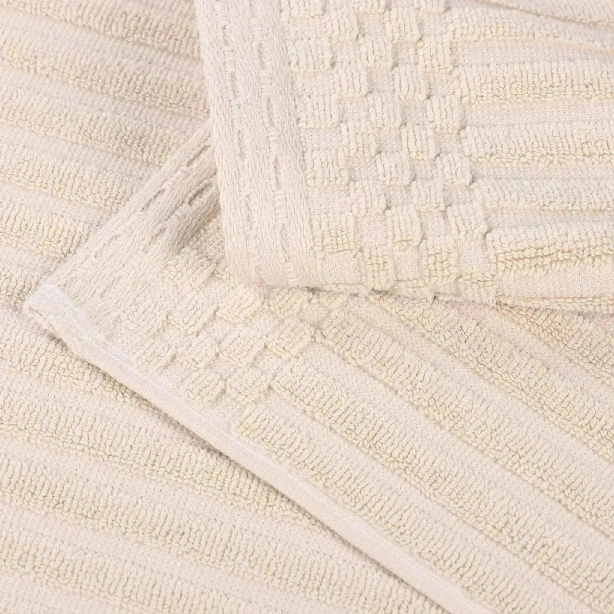 Premium Soho Ribbed Cotton Hand Towel Set - 4-Piece Ultra Absorbent Bath Towels for Kitchen, Bathroom & Gym - Soft & Quick-Drying