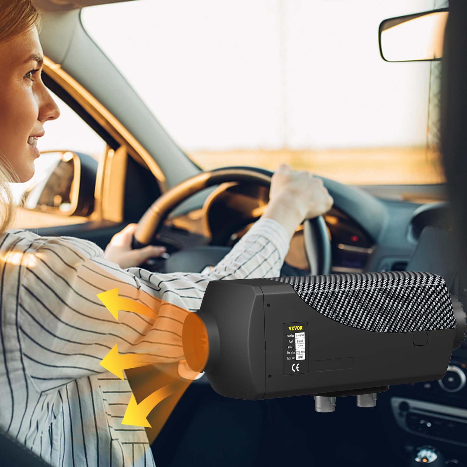 VEVOR 8KW Diesel Air Heater with Muffler, 12V Portable Heater with Remote Control & LCD Switch - for Trucks, RVs, Boats, Buses, Camping, Garages & Winter Outdoor Heating