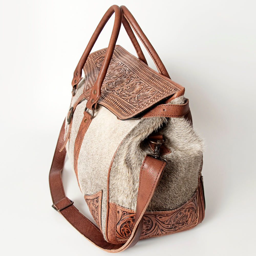 American Darling ADBG516 Genuine Leather Women's Western Handbag - Hand Tooled Saddle Blanket Duffle Purse for Cowgirl Style & Everyday Use