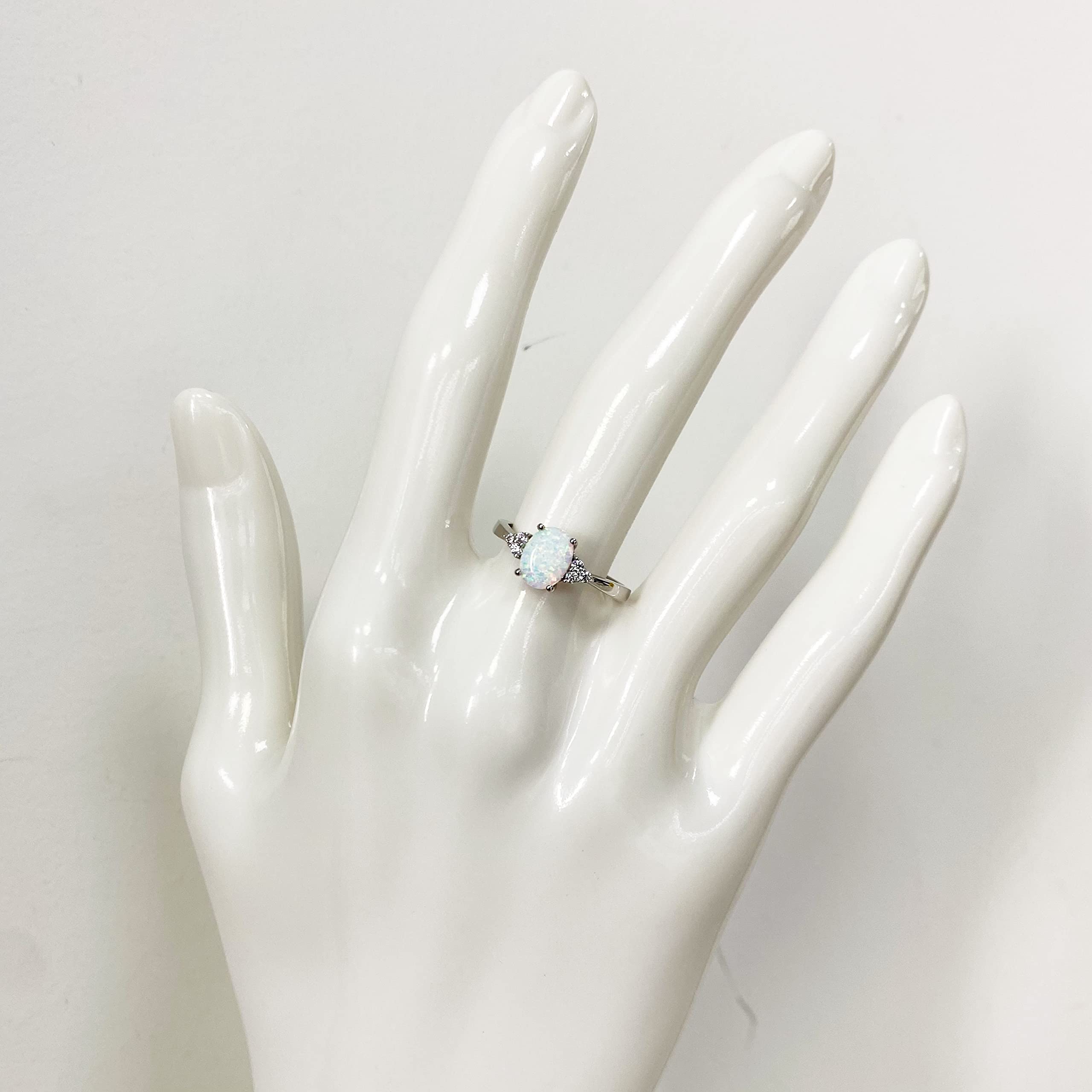 FANCIME Sterling Silver Birthstone Rings for Women - Created Opal, Garnet, Ruby Rings - Engagement & Fine Jewelry - Sizes 4-10 - Perfect for Weddings, Anniversaries & Everyday Wear