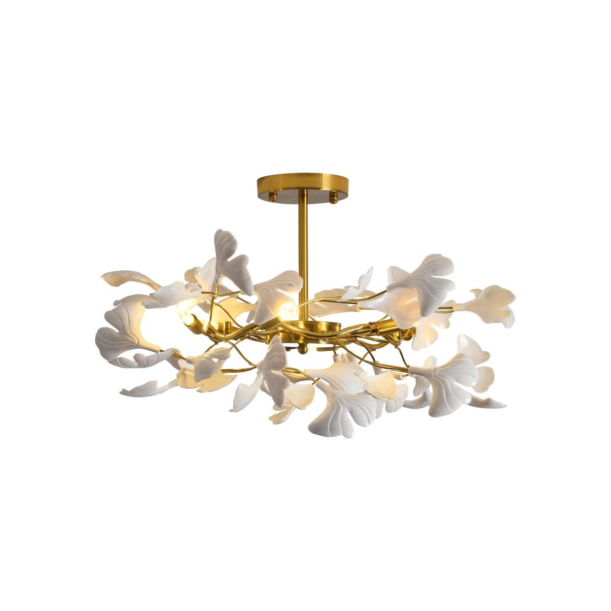 Elegant Ginkgo Leaf Chandelier Light Fixture - Modern Botanical Ceiling Lighting for Dining Room, Bedroom & Living Room Decor