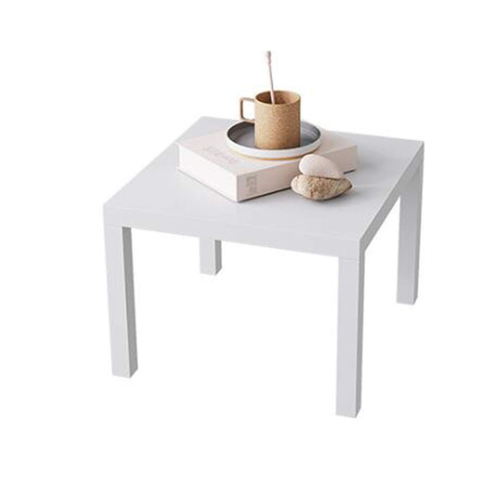 Jcnfa Square Sofa Side Table - White Coffee Table & Laptop Desk (20x20x17.71 Inches) - Perfect for Living Room, Office & Small Space Furniture - Modern End Table for Coffee, Books & Work from Home