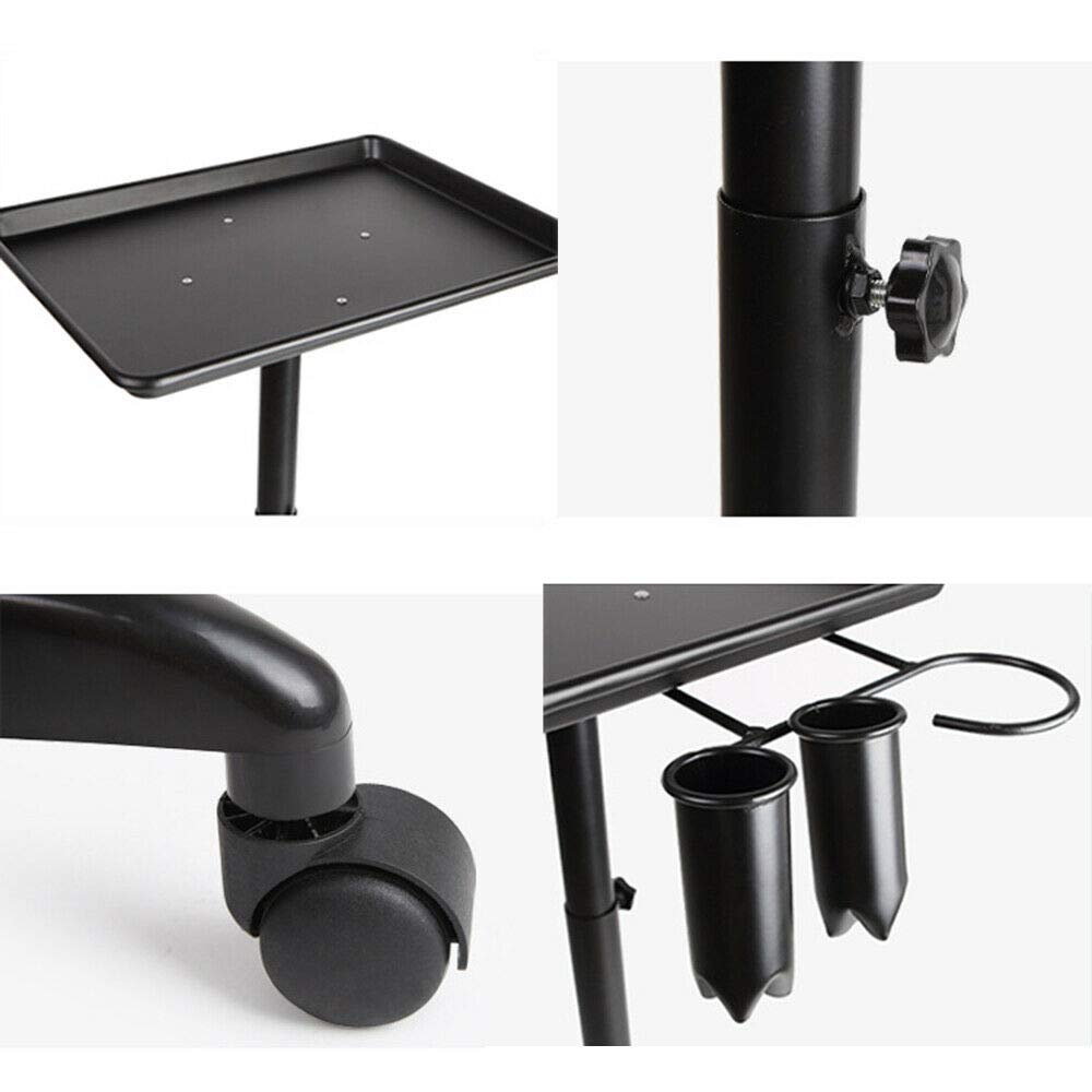 Black & Silver Aluminum Rolling Salon Tray with Wheels - Professional Beauty Spa Instrument Trolley for Tattoo, Nail & Hair Styling Stations - Perfect for Salon Organization & Mobile Service Carts