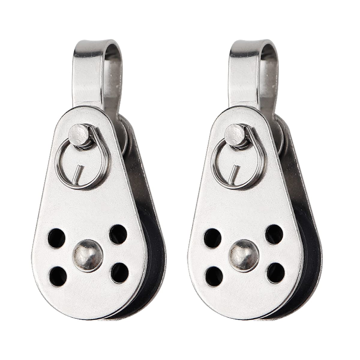 2 Pcs Stainless Steel Nylon Pulley - Silent Rotation Traction Wheel for Marine, Kayak, Boat, Gym Equipment & Clothesline | Heavy Duty Pulley System Accessories for Lifting, Sailing & Home Use