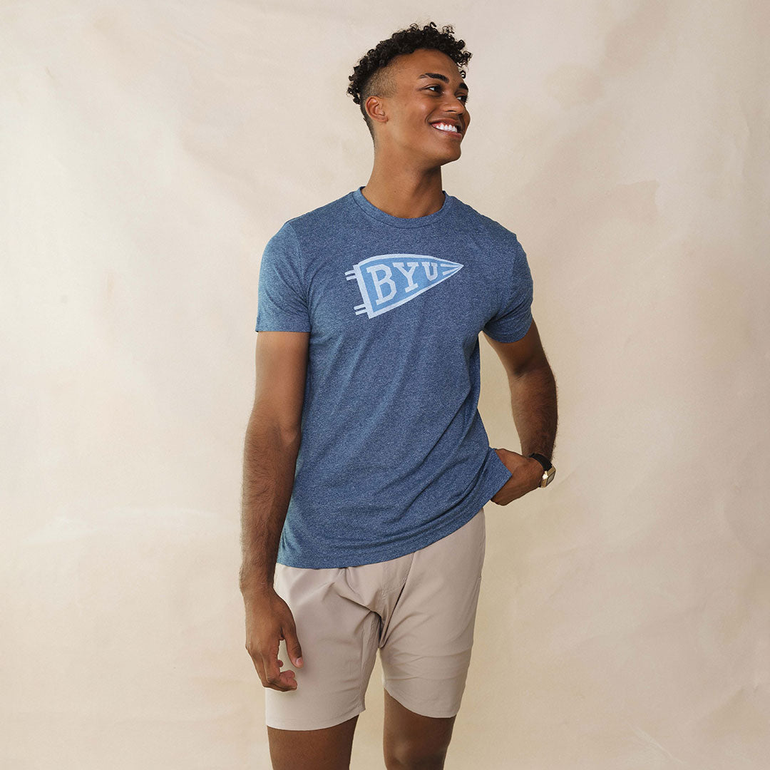 BYU Men's Classic Cotton T-Shirt - Navy Blue, Comfortable & Breathable for Casual Wear, School Spirit, and Everyday Outfits