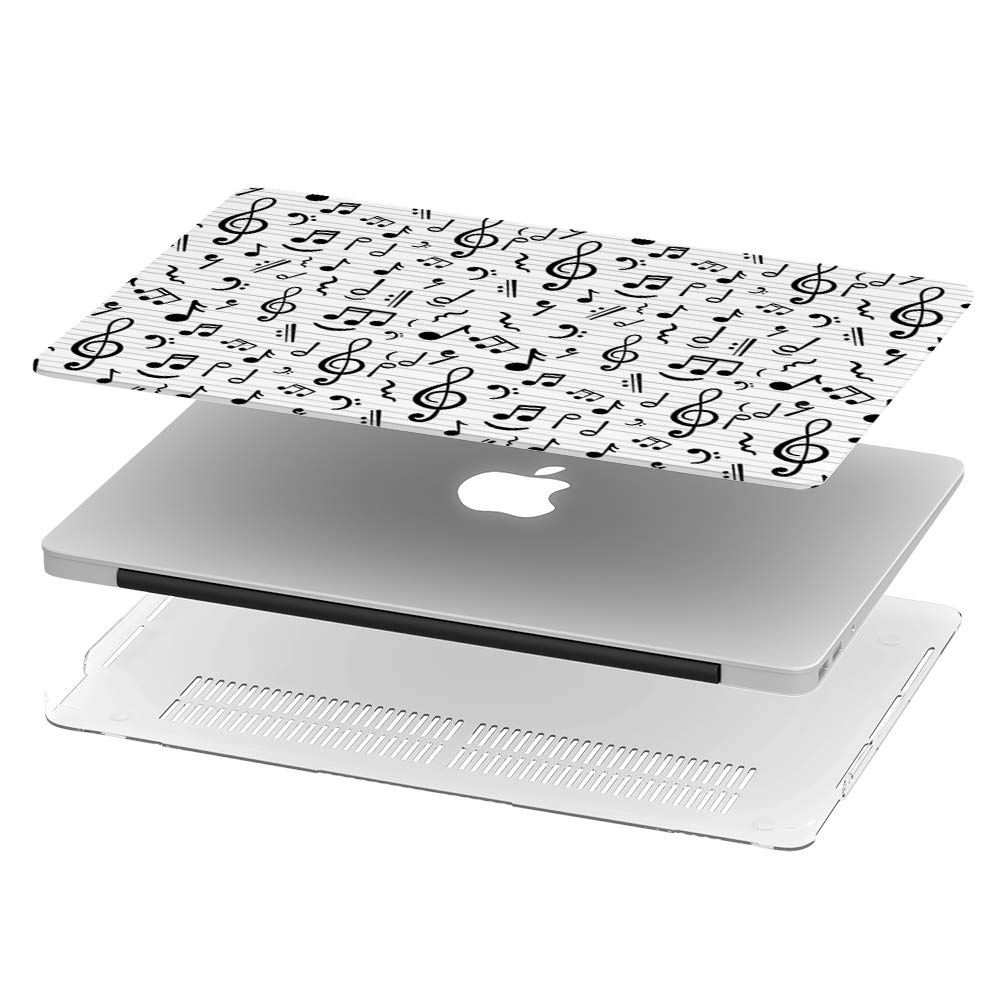 Durable Hard Shell Case for MacBook Air 13 Inch (Model A1369 & A1466, 2010-2017) - Music Notes Design - Protective Full Body Cover for School, Office & Travel Use