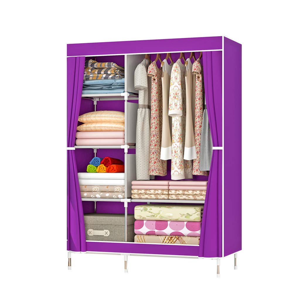 Foldable Canvas Wardrobe Closet with Hanging Rail & Shelves - Portable Storage Cabinet for Clothes, Shoes & Accessories (90x43x166cm) - Perfect for Small Spaces, Dorm Rooms, Travel & Temporary Storage