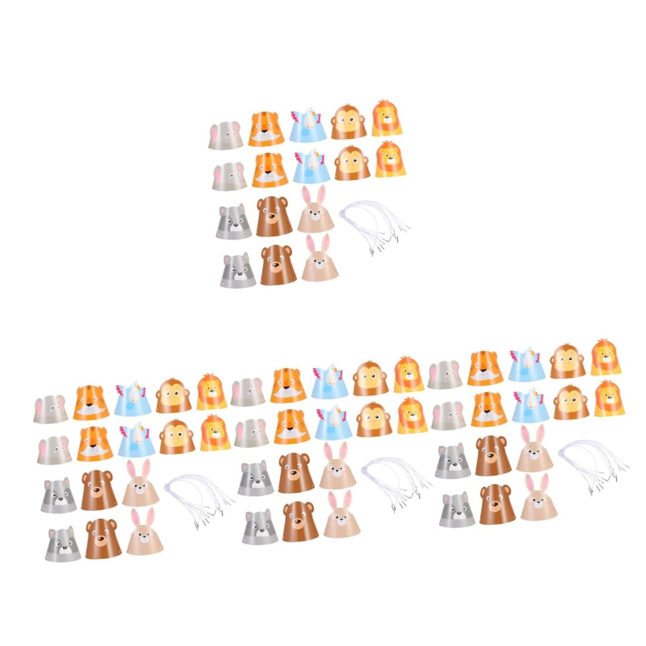 64 Pcs Animal Birthday Party Hats for Kids - Jungle Theme Animal Headbands, Baby Bonnets & Paper Crowns - Perfect for Jungle Themed Birthday Parties, Baby Showers & Costume Events