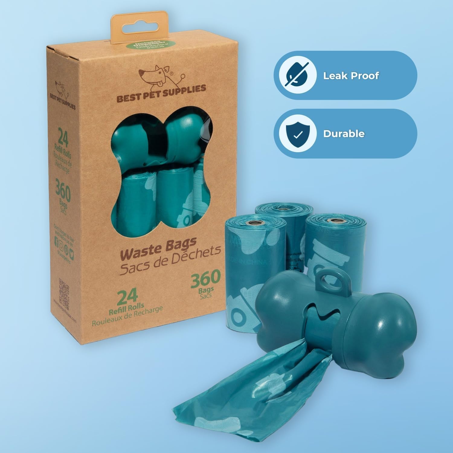 Eco-Friendly Dog Poop Bags 24 Rolls (360 Bags) | Biodegradable Dog Waste Bags for Outdoor Walking, Hiking & Travel | Leak-Proof & Scented Pet Cleanup Solution
