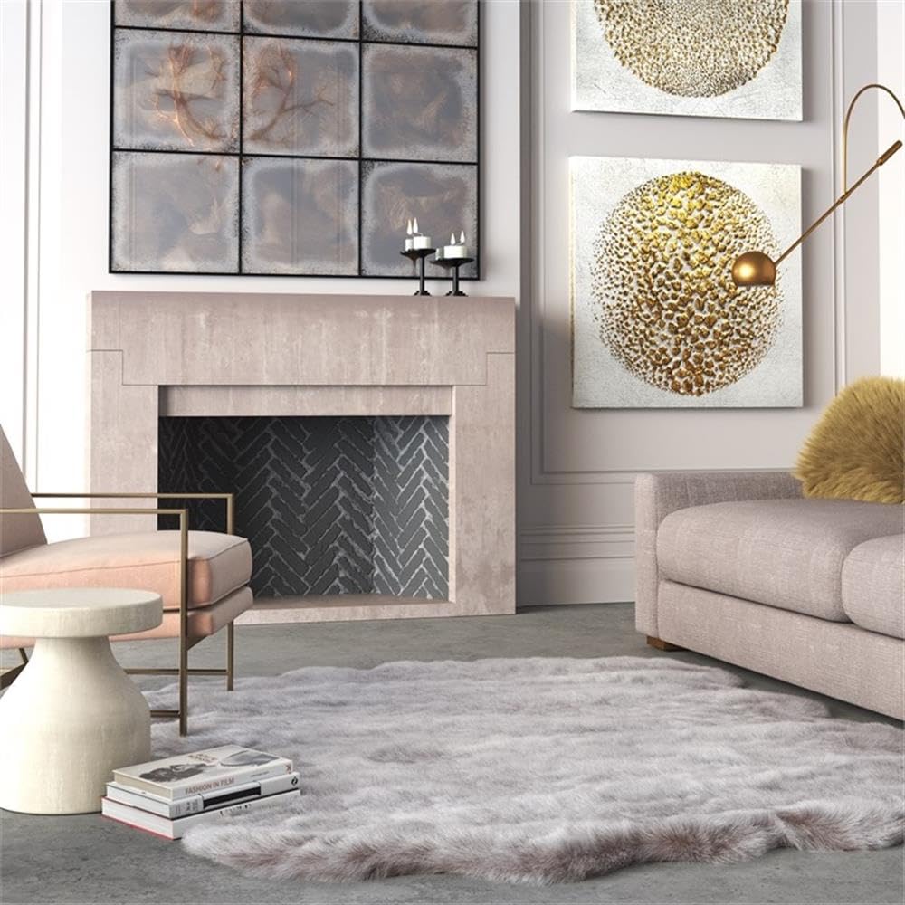 Abacasa Gloss Brown Acrylic Faux Fur Area Rug - Soft Plush Shaggy Carpet for Living Room, Bedroom & Nursery - 5x7 Feet Cozy Home Decor