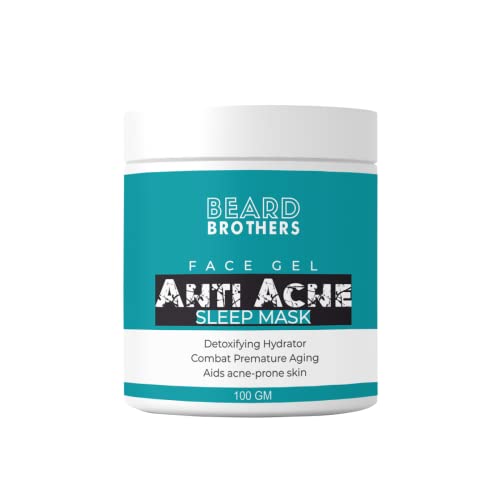 BEARD BROTHERS Anti-Acne Night Face Gel for Men - Green Tea & Chamomile Formula for Brighter, Clearer Skin | 100g | Overnight Acne Treatment for Men | Perfect for Nighttime Skincare Routine & Morning Freshness