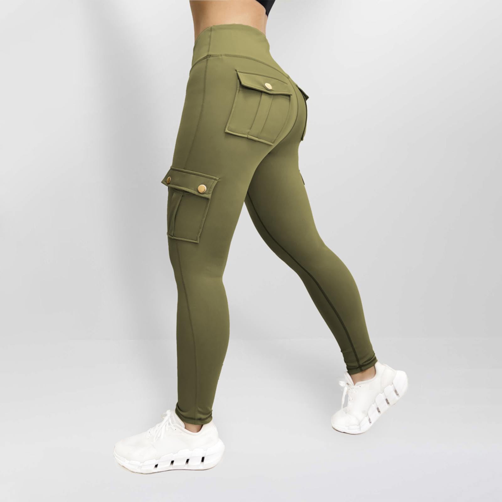 Women's High Waisted Cargo Leggings with Pockets - Tummy Control Yoga Workout Pants for Running, Gym & Athletic Wear | Perfect for Training, Travel & Everyday Comfort