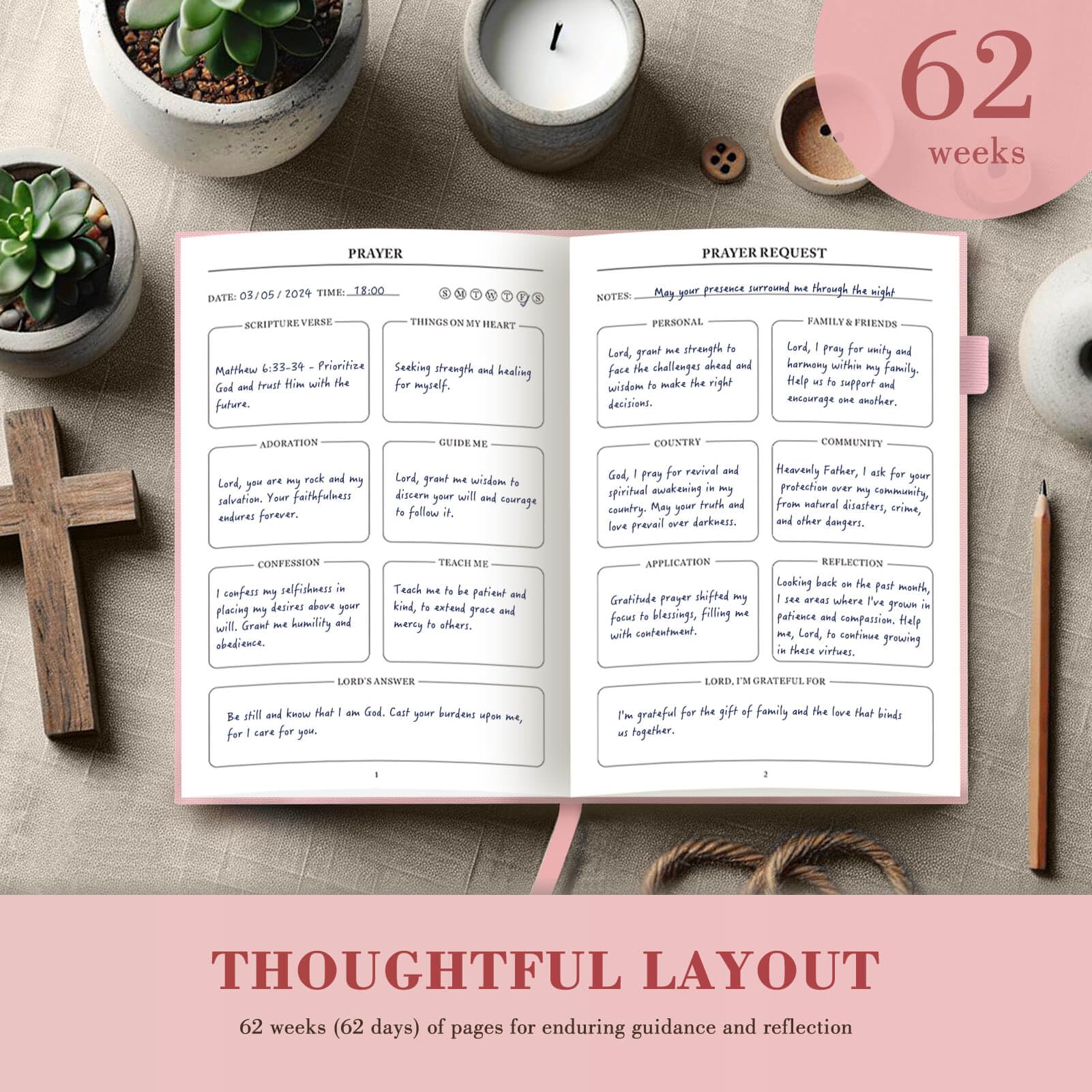 Christian Prayer Journal for Women - Guided Bible Study Notebook with Index Pages, Daily & Weekly Scripture Devotional for Note Taking, 62 Weeks - Perfect Gift for Christian Women (Ideal for Quiet Time, Bible Study Groups & Personal Reflection)