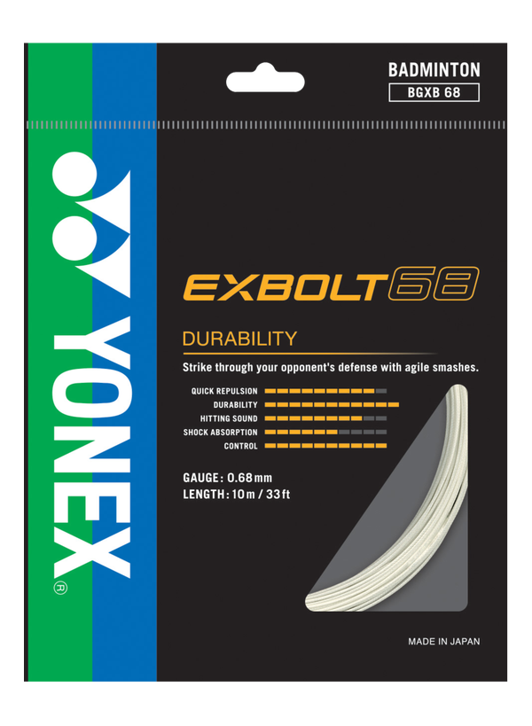 Yonex Exbolt68 Badminton String - High Performance, Durability & Control for Competitive Play - Perfect for Tournaments & Training