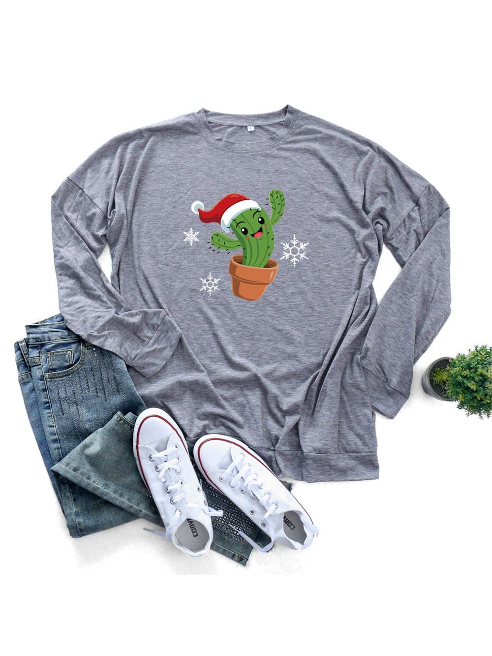 Lovevop Women's Casual Cactus Print T-Shirt - Soft Cotton Short Sleeve Tee for Summer Outfits, Beach Wear & Everyday Comfort