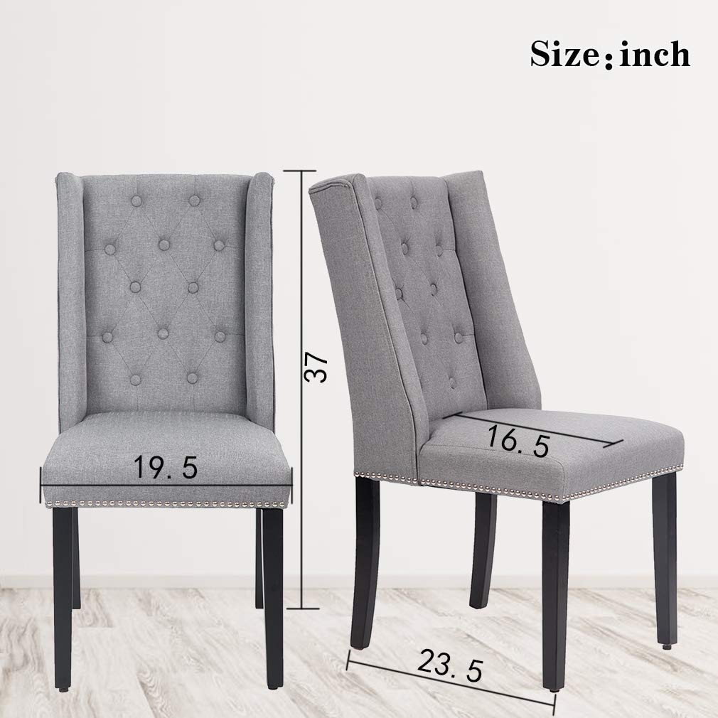 Modern FDW Dining Chairs Set of 2 - Mid Century Upholstered Parsons Kitchen Chairs for Restaurant & Home, Grey - Perfect for Dining Room, Living Room & Small Spaces