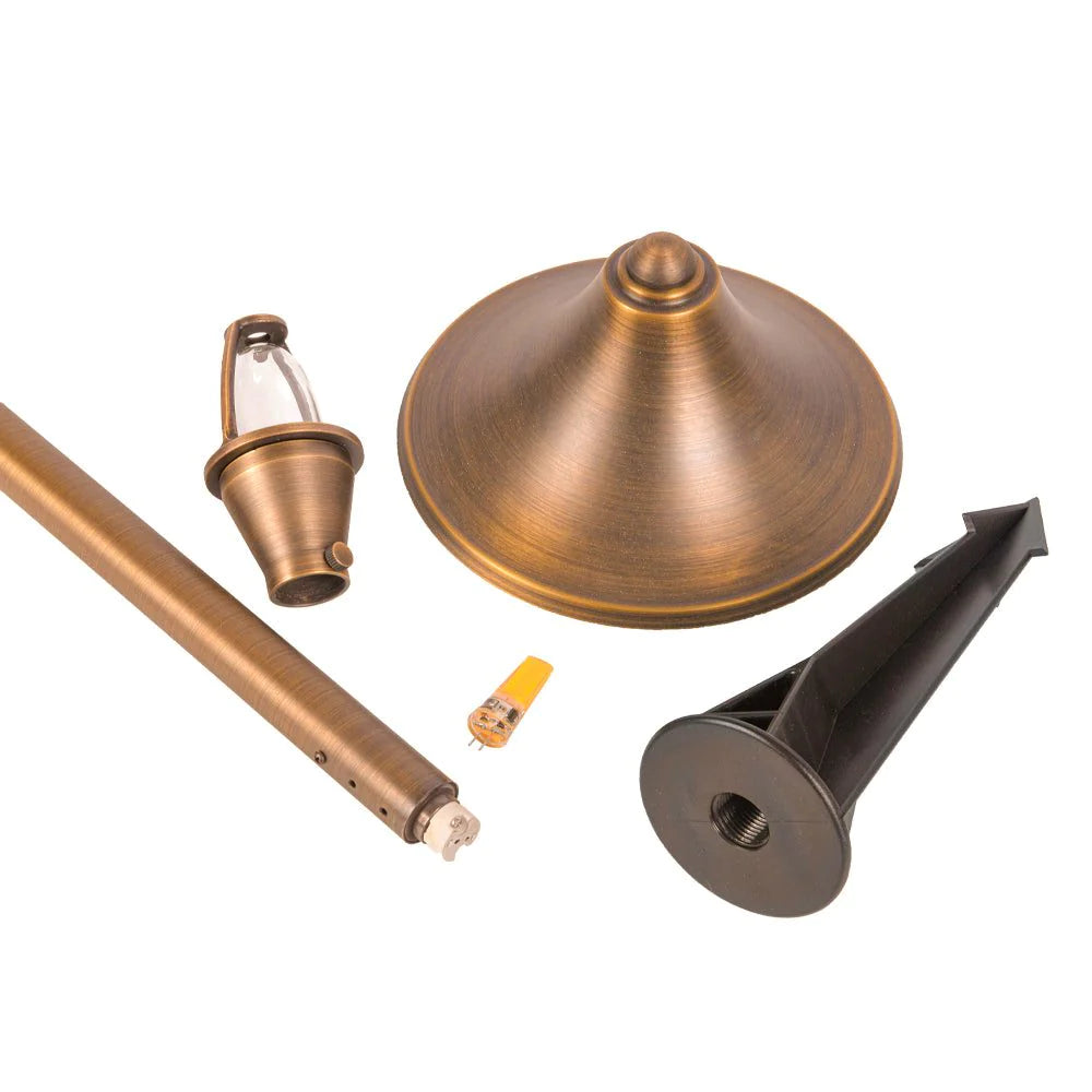 PLB09 Brass LED Cone Lamp - Low Voltage Outdoor Pathway Lighting Fixture for Garden, Walkway & Landscape | Weatherproof & Energy Efficient
