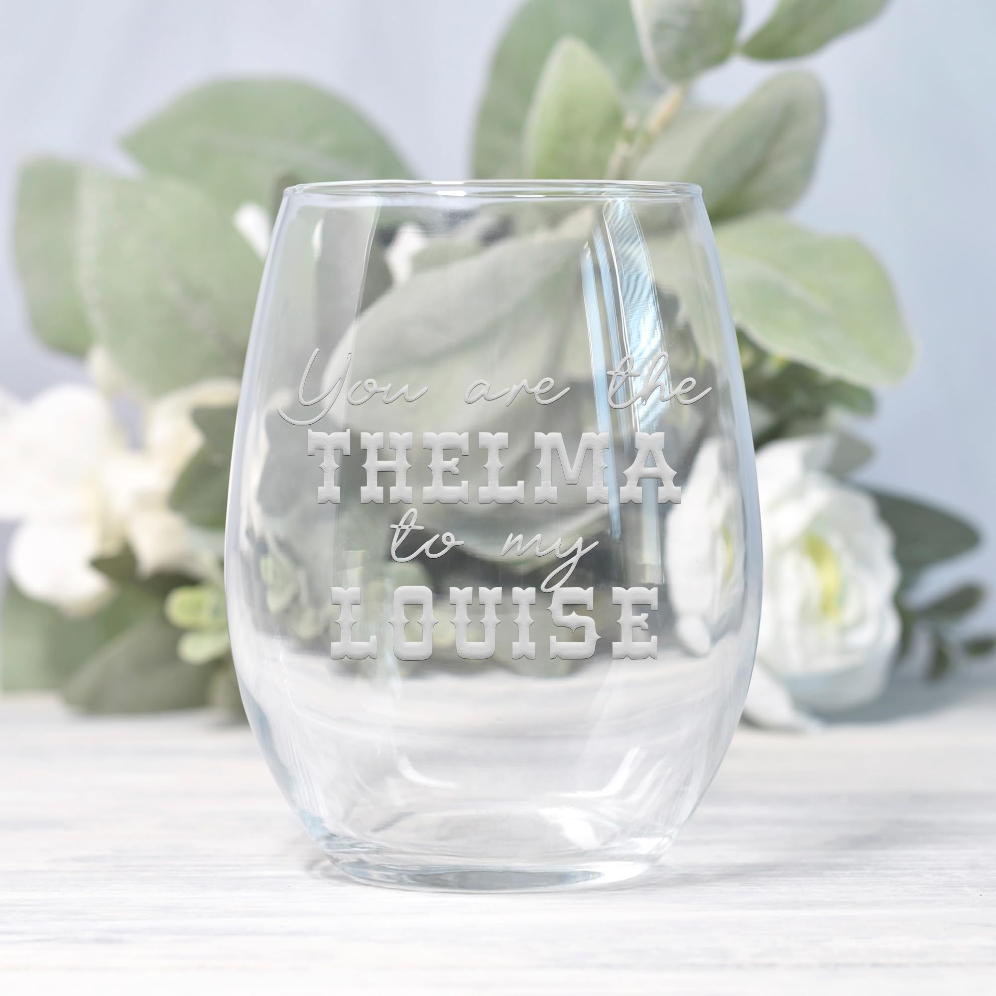 Thelma To My Louise Stemless Wine Glass - Romantic Couples Gift for Anniversary, Valentine's Day & Weddings | Funny Best Friend Gift for Her/Him | Unique Wine Lover Present for Date Nights & Girls Night Out