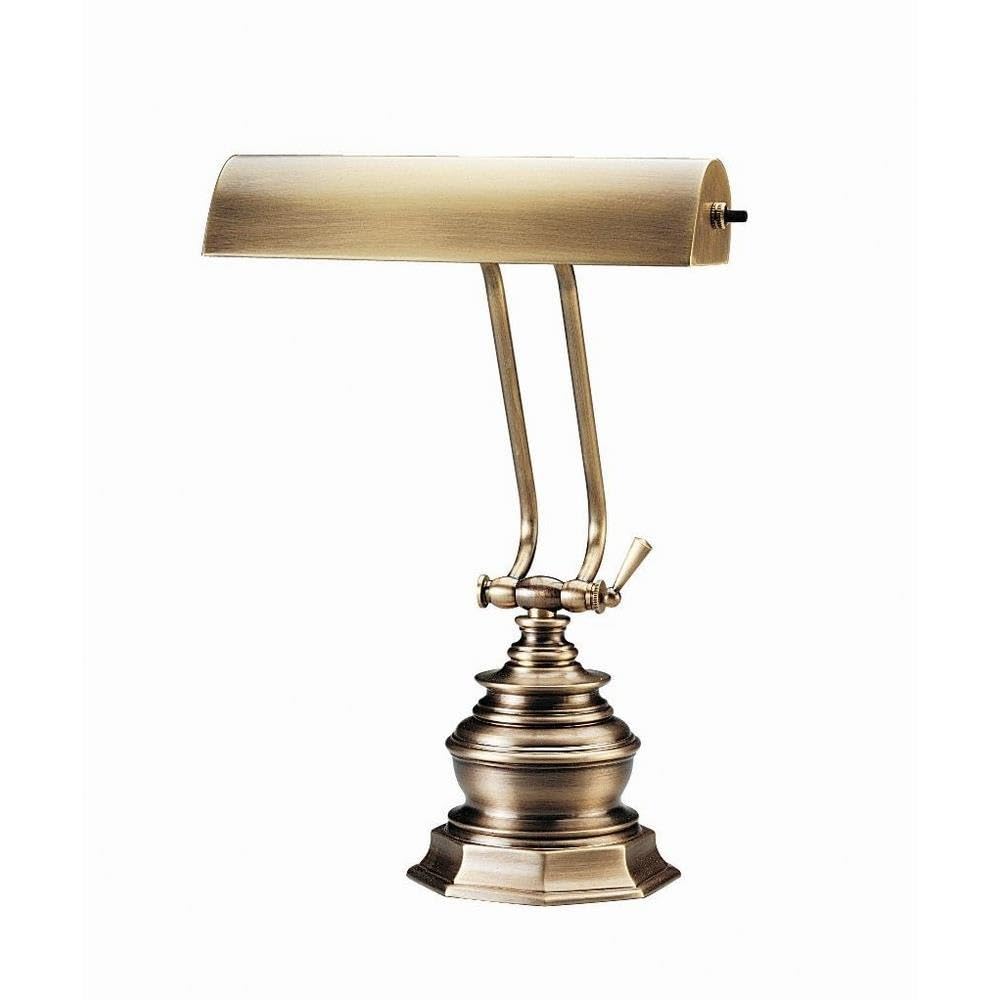 House Of Troy P10-111-71 14-Inch Adjustable Portable Desk Lamp & Piano Light in Antique Brass - Perfect for Reading, Studying, Crafting & Music Practice