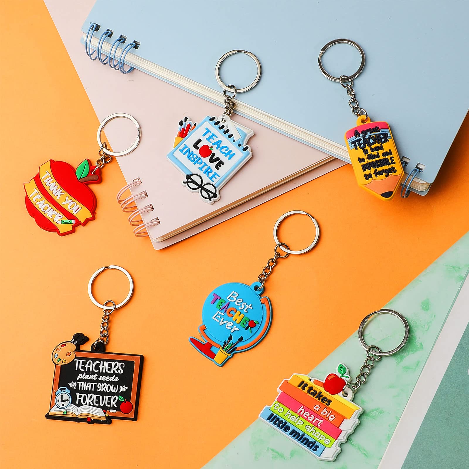 Henoyso 60 Pcs Teacher Keychain Bulk - Appreciation Gifts for Women Teachers - Classroom & Thank You Gifts