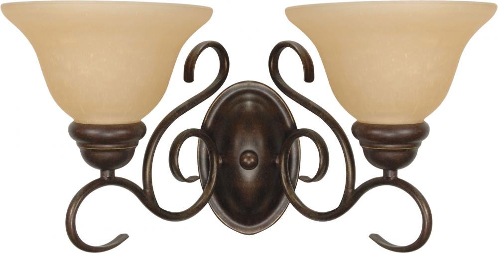 Nuvo 60/1031 Two Light Vanity Fixture with Champagne Glass Shades in Sonoma Bronze Finish - Perfect for Bathroom Makeover & Bedroom Lighting Upgrade